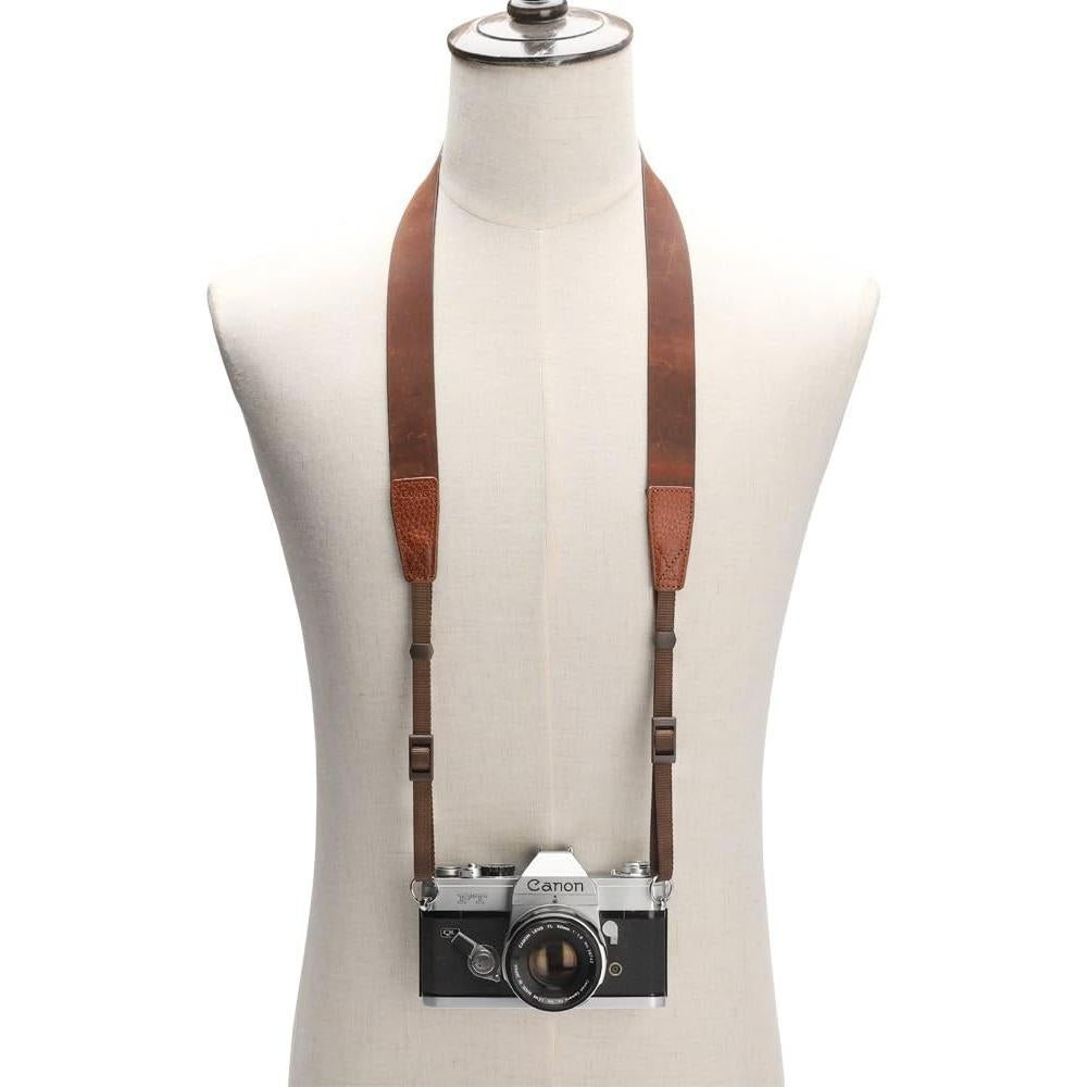 Correa de cámara de cuero CANPIS Crazy Horse ajustable 750-1100mm