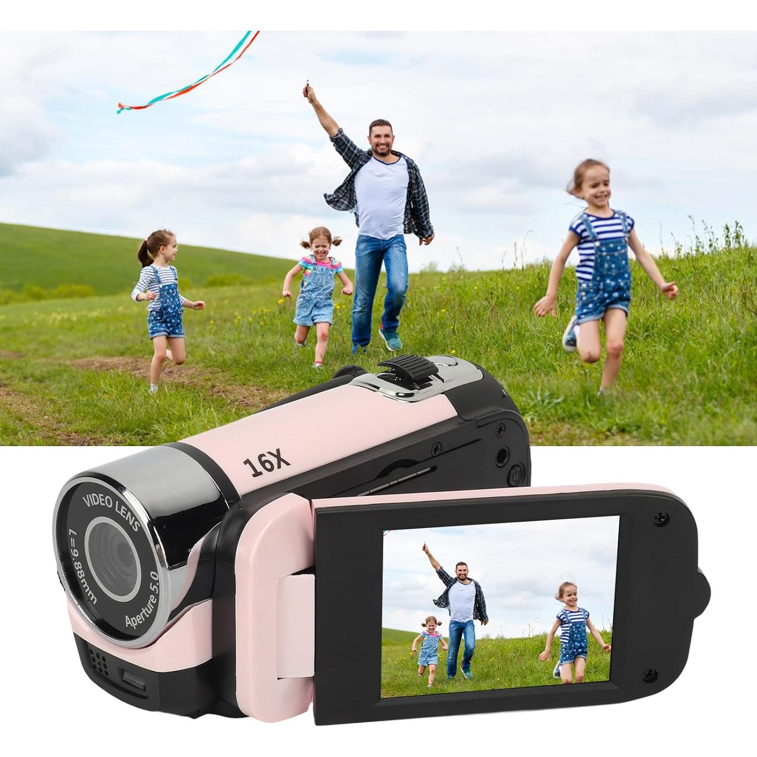1080P Video Camera, 16MP Camcorder, 16X Digital Zoom, Vlogging Camera with Fill Light, 1/4 Inch Thread Hole, 2.4 Inch Rotatable Screen, USB Recorder (-2214230150514)