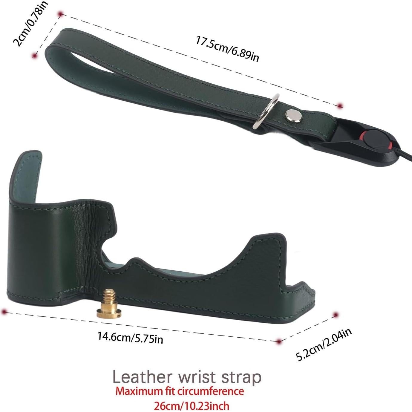 Funda de Cuero Real para Cámara Canon EOS R6/R6II Verde Vintage