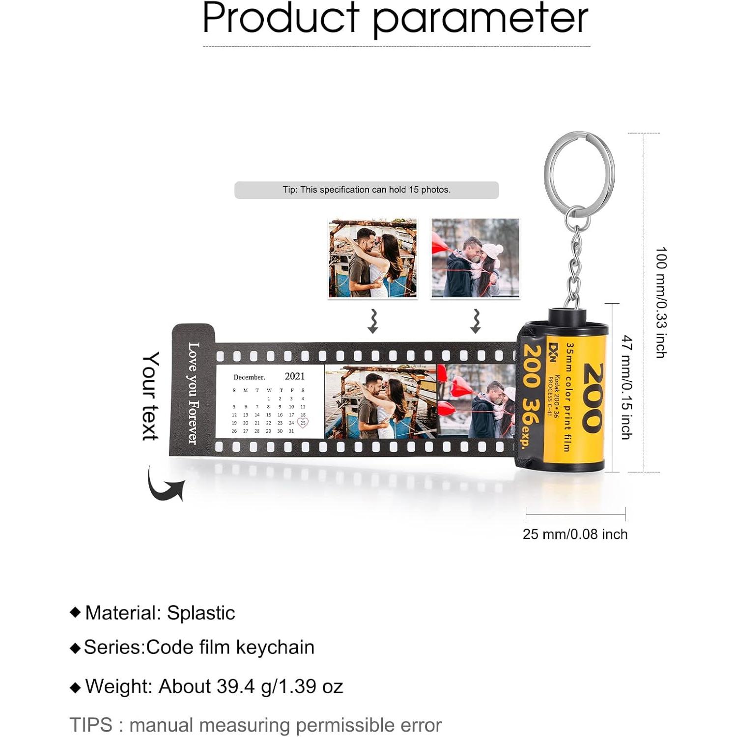 Llavero de Foto Personalizado Nobelook - Rollo de Cámara Vintage con 14 Fotos