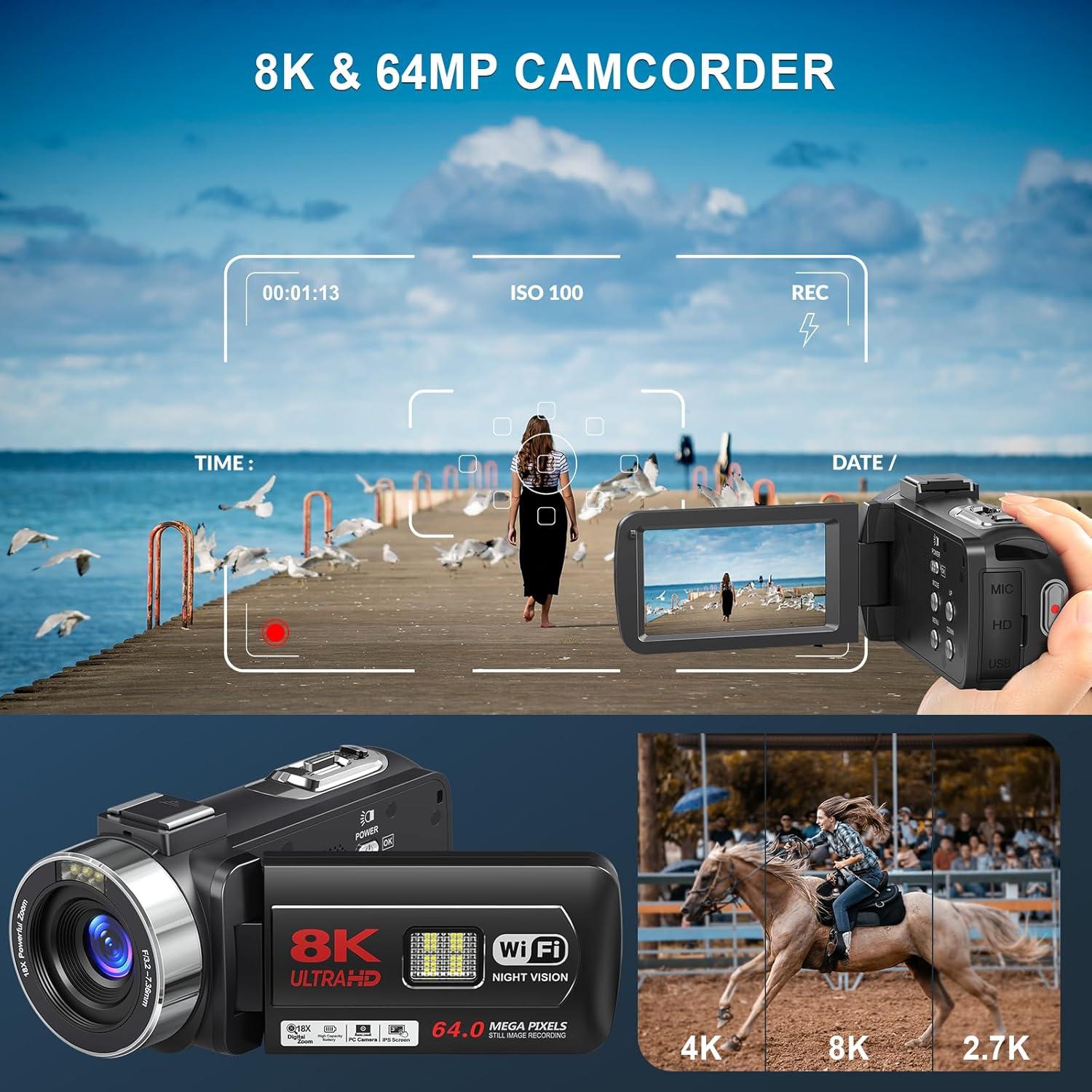 Cámara de Video 8K LOENTIR DV087 con Zoom 18X y WiFi