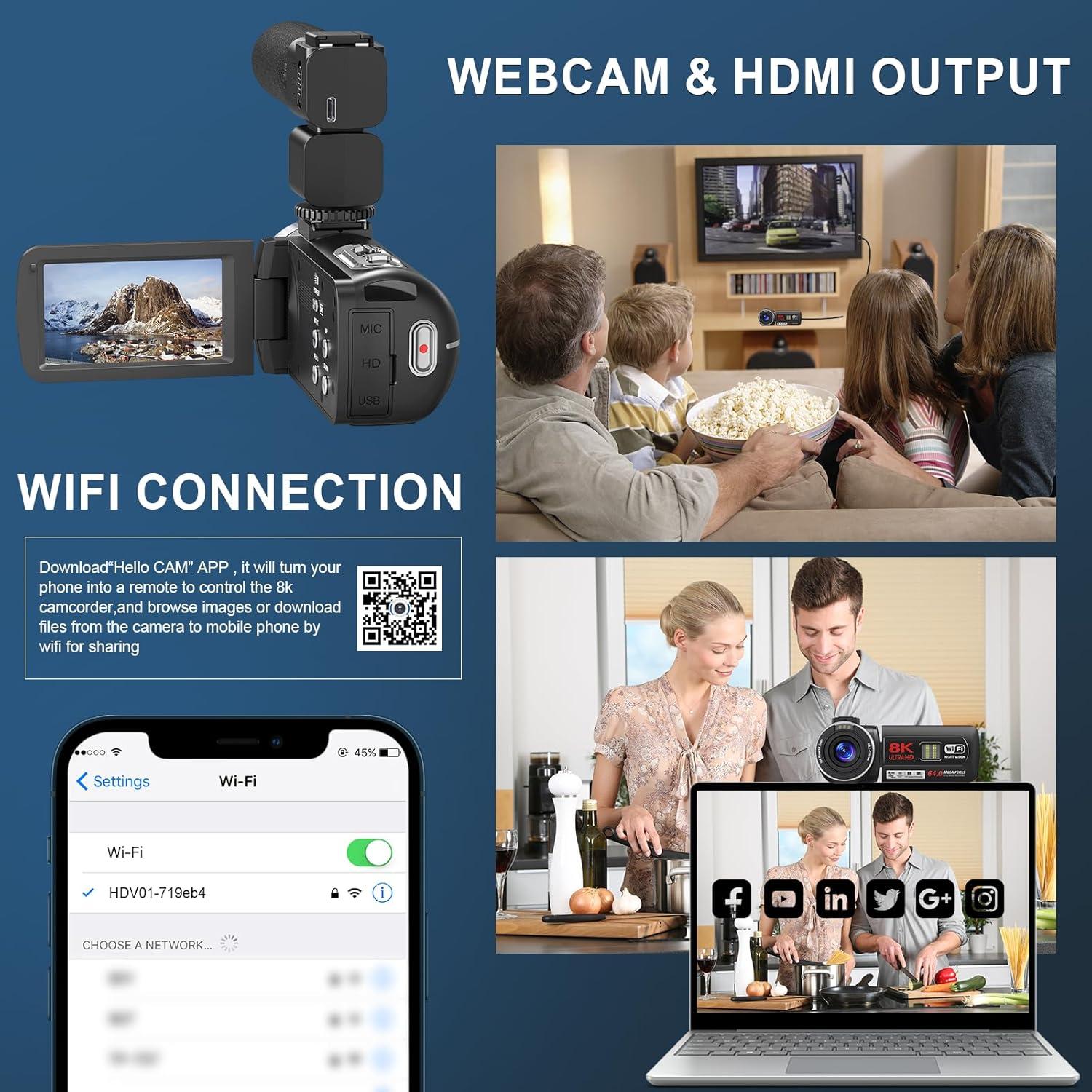 Cámara de Video 8K LOENTIR DV087 con Zoom 18X y WiFi