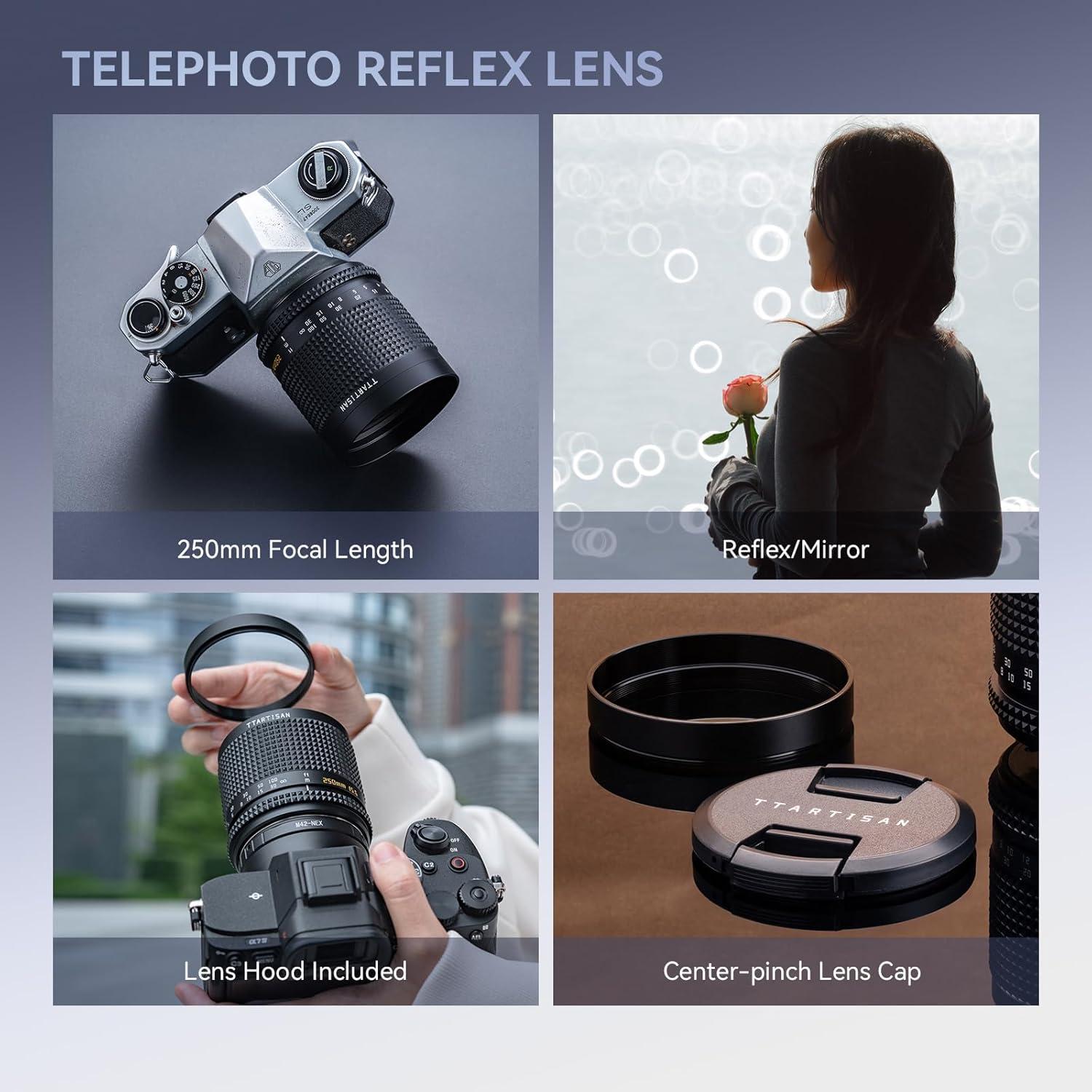 Lente Teleobjetivo TTArtisan 250mm f5.6 M42 Enfoque Manual