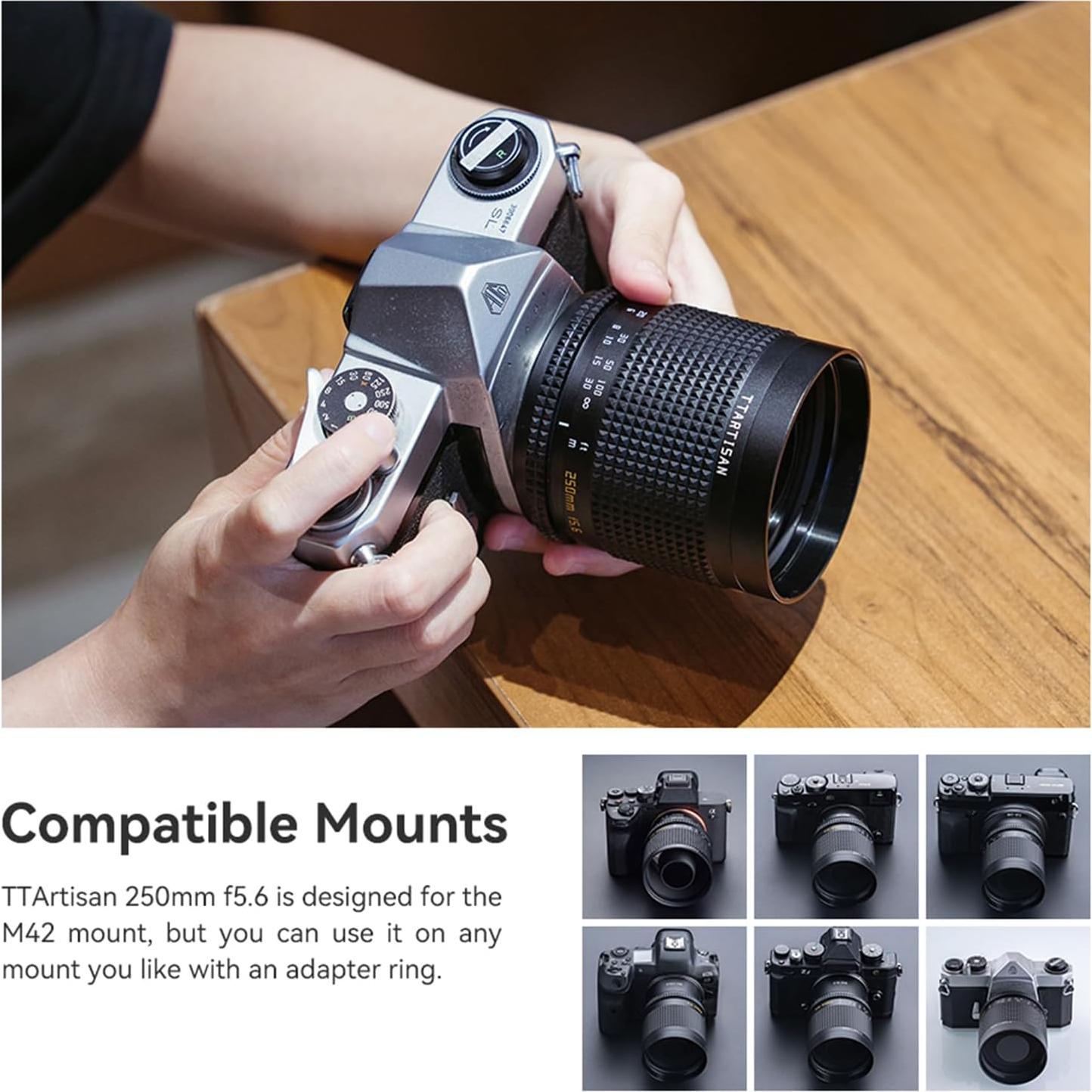 Lente Teleobjetivo TTArtisan 250mm f5.6 M42 Enfoque Manual