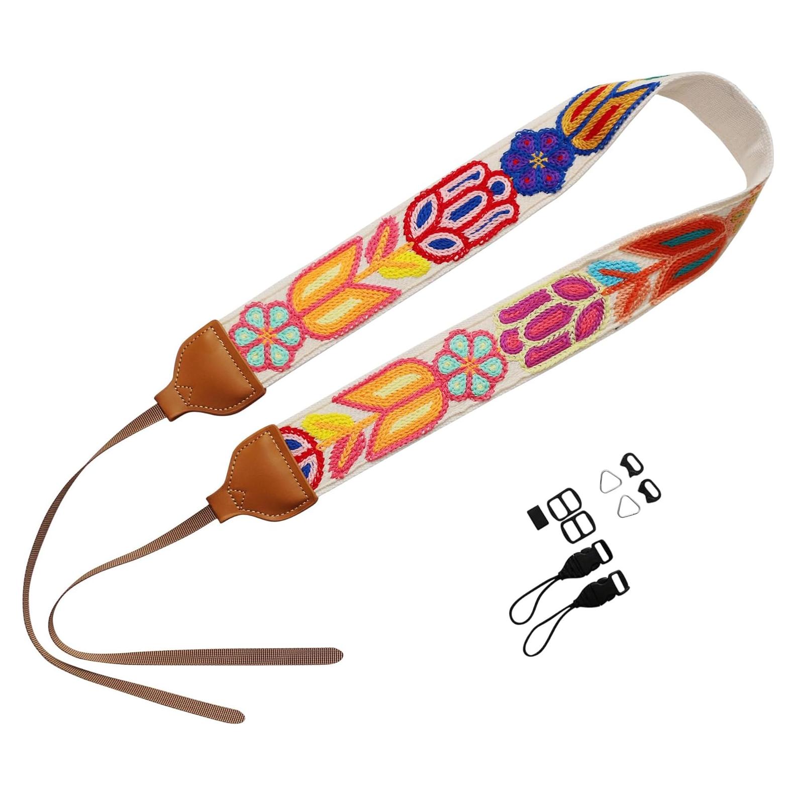 Correa de cámara ajustable UNIKSTRAP vintage flores 5 cm