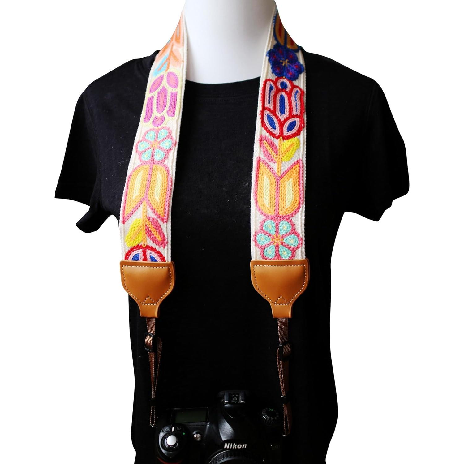 Correa de cámara ajustable UNIKSTRAP vintage flores 5 cm