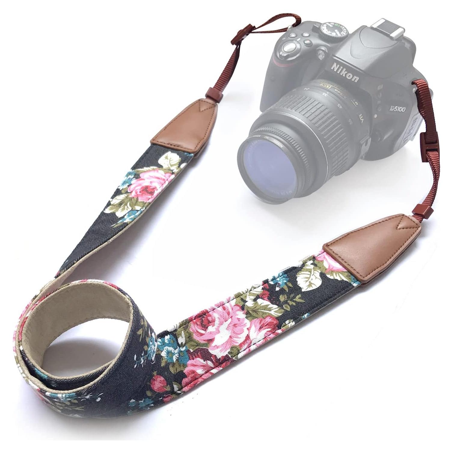 Correa de cámara ajustable Alled floral para DSLR y SLR