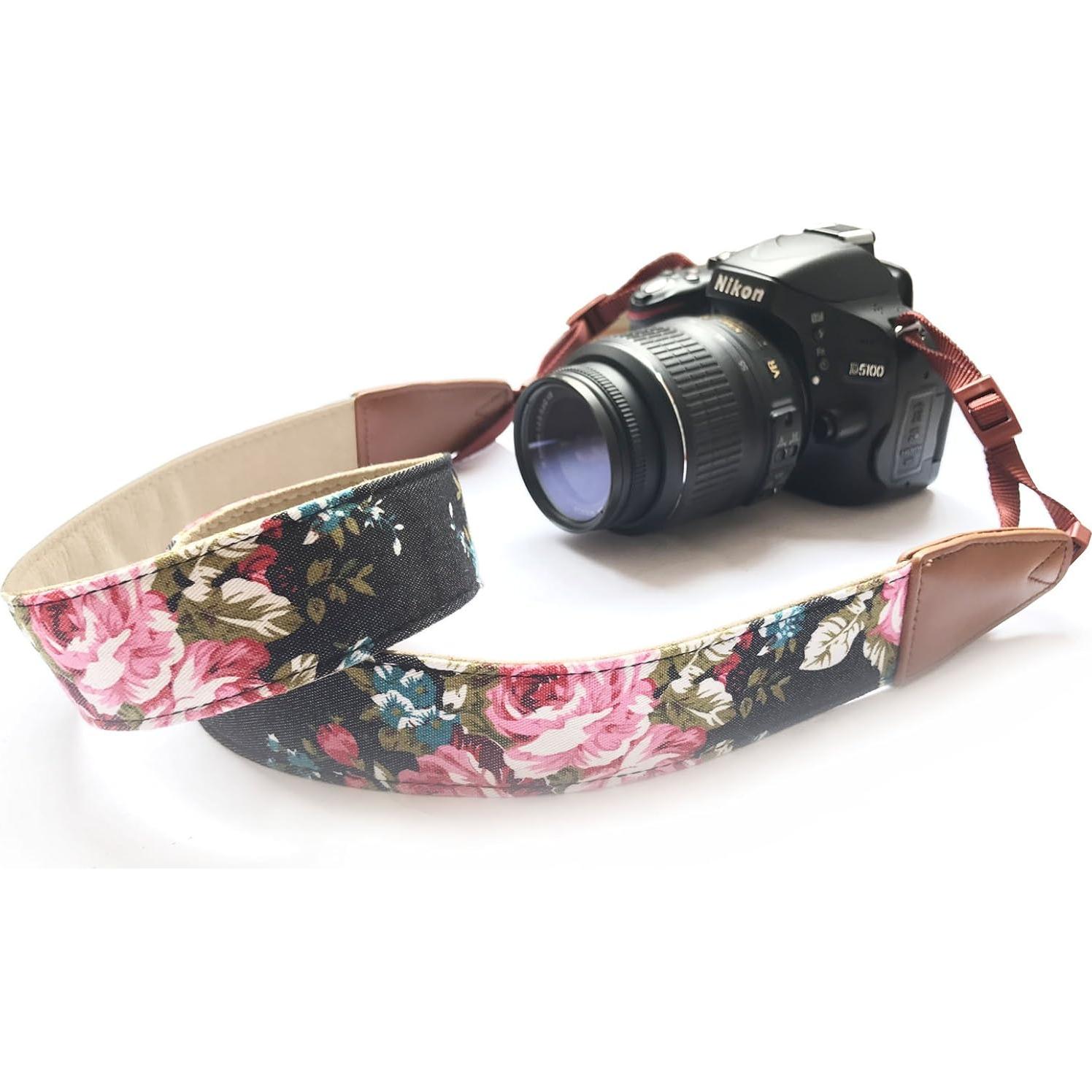 Correa de cámara ajustable Alled floral para DSLR y SLR