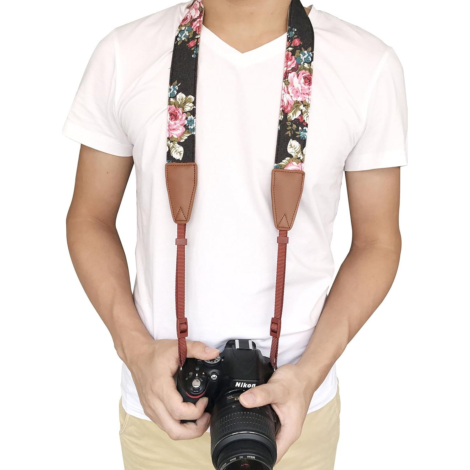 Correa de cámara ajustable Alled floral para DSLR y SLR