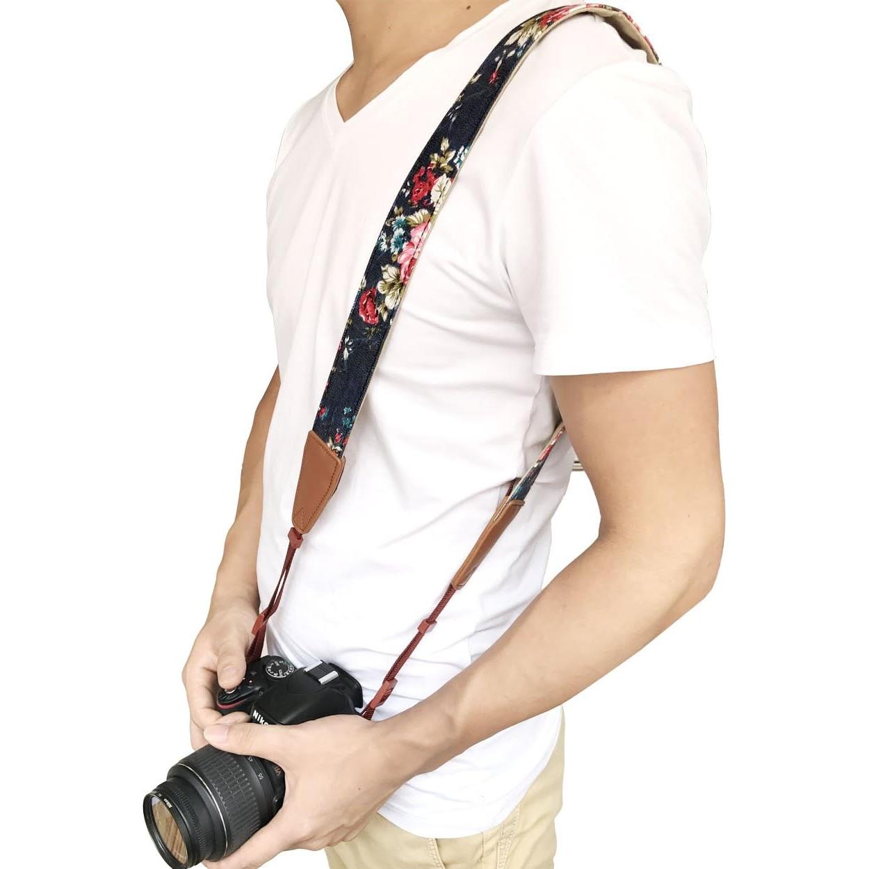 Correa de cámara ajustable Alled floral para DSLR y SLR