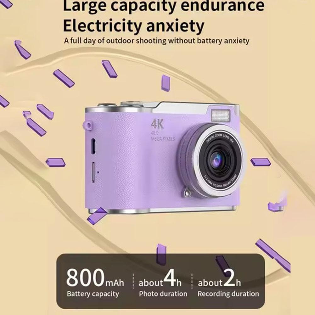 4K Digital Camera for Photo, Portable Retro Camera with Flip Screen, Compact Retro Camera for Outdoor (Pink 1 Set)