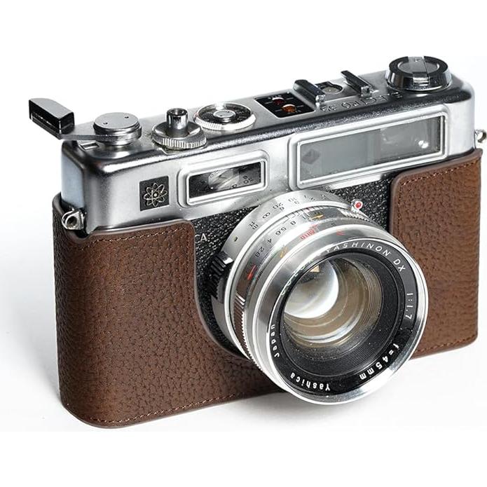 Funda de Cuero Real para Cámara Yashica Electro 35 GSN Café