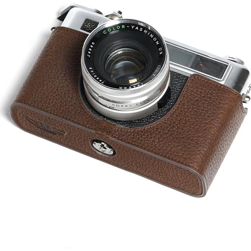 Funda de Cuero Real para Cámara Yashica Electro 35 GSN Café