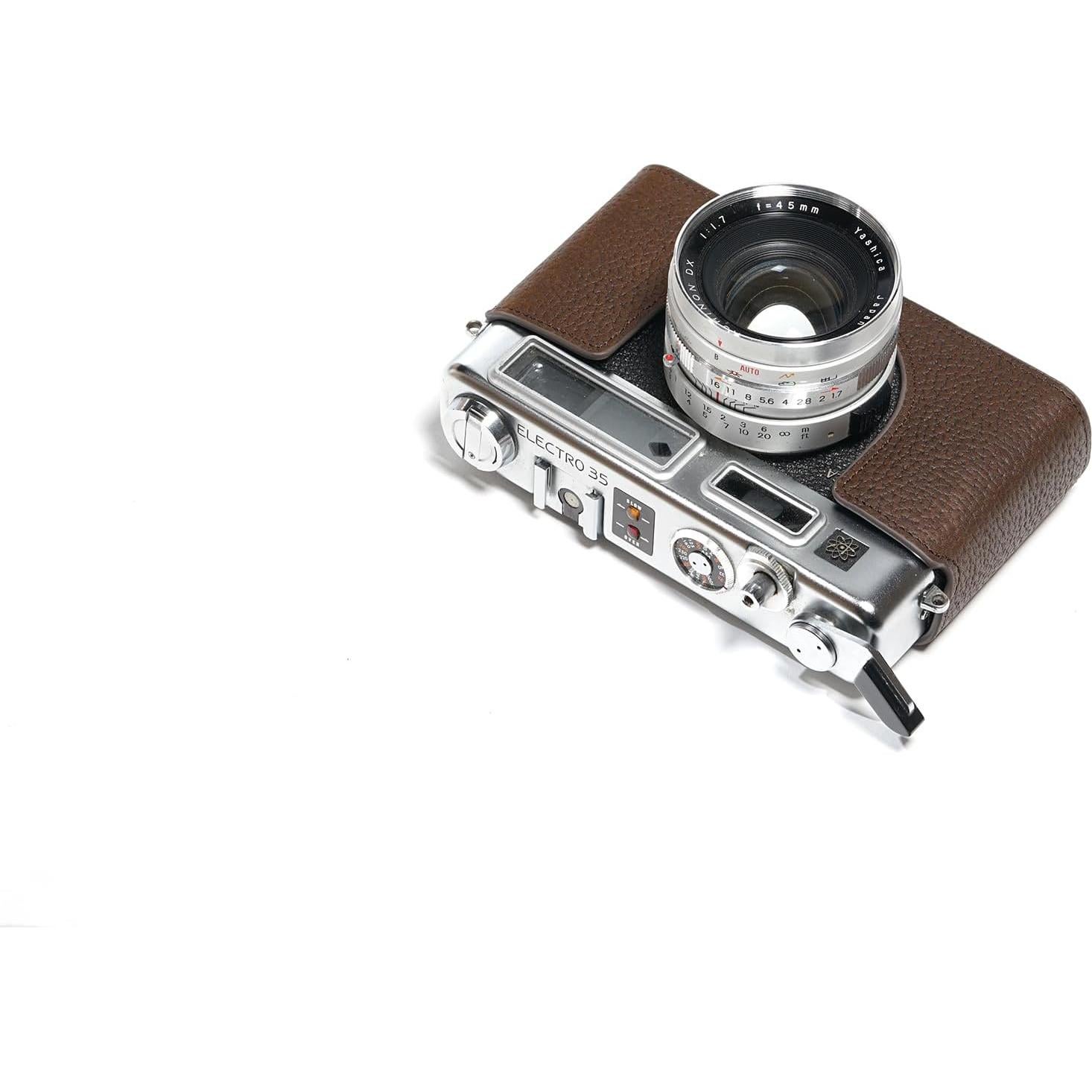 Funda de Cuero Real para Cámara Yashica Electro 35 GSN Café