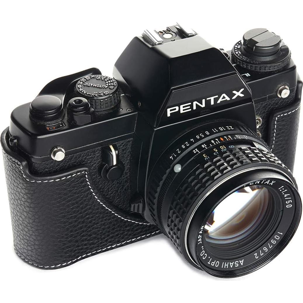Funda de Cuero Real BolinUS para Cámara Pentax LX - Negro