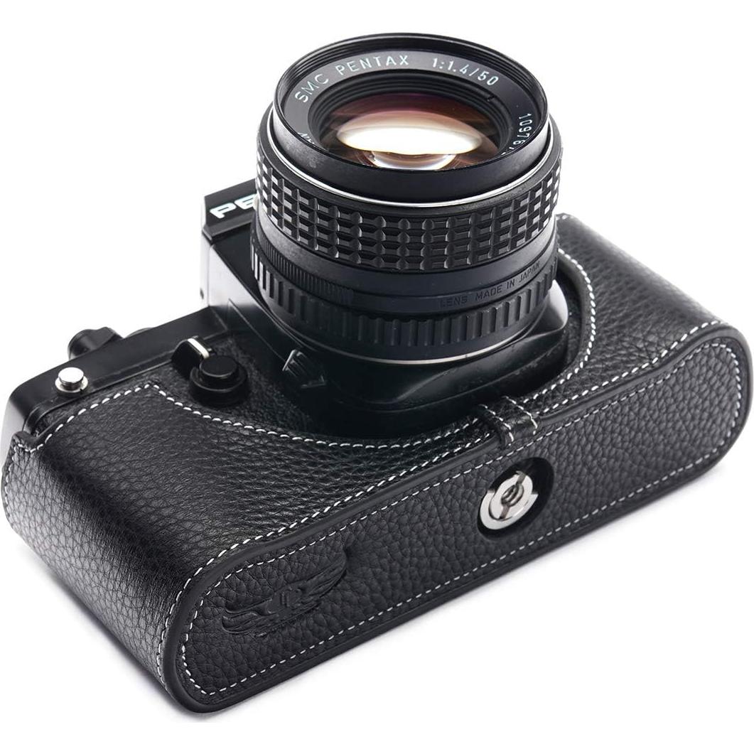 Funda de Cuero Real BolinUS para Cámara Pentax LX - Negro