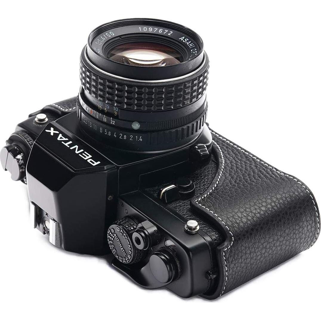 Funda de Cuero Real BolinUS para Cámara Pentax LX - Negro