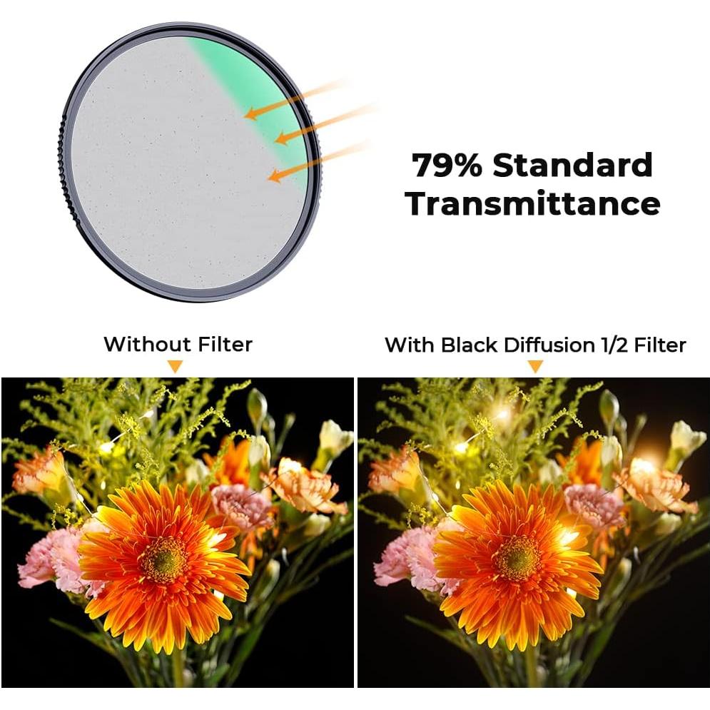 Filtro de Difusión Negra 1/2 K&F Concept 52mm Resistente al Agua