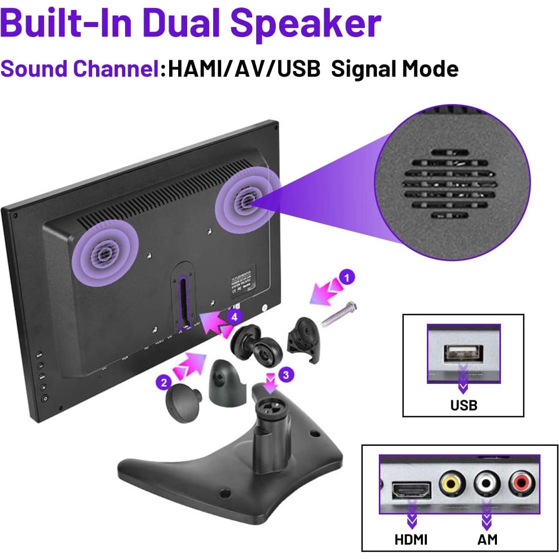 Monitor Portátil Hikity 11.6" Full HD 1920x1080 HDMI VGA BNC
