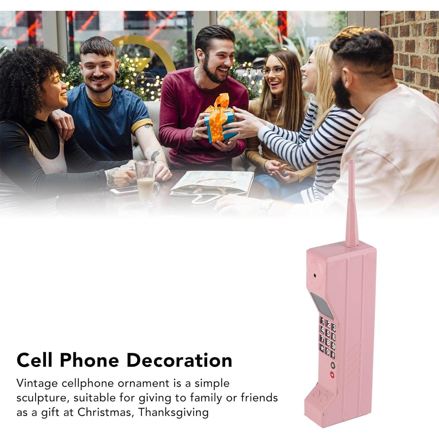 Prop Teléfono Retro Ladrillo WALFRONT 32 cm Hierro Rosa