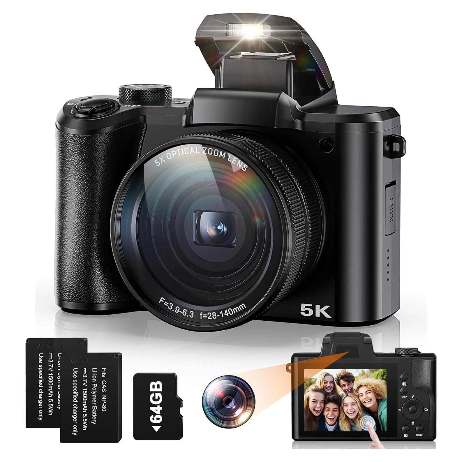 Cámara Digital 5K ZYDIIE DC206X con Zoom Óptico 5X y 64MP