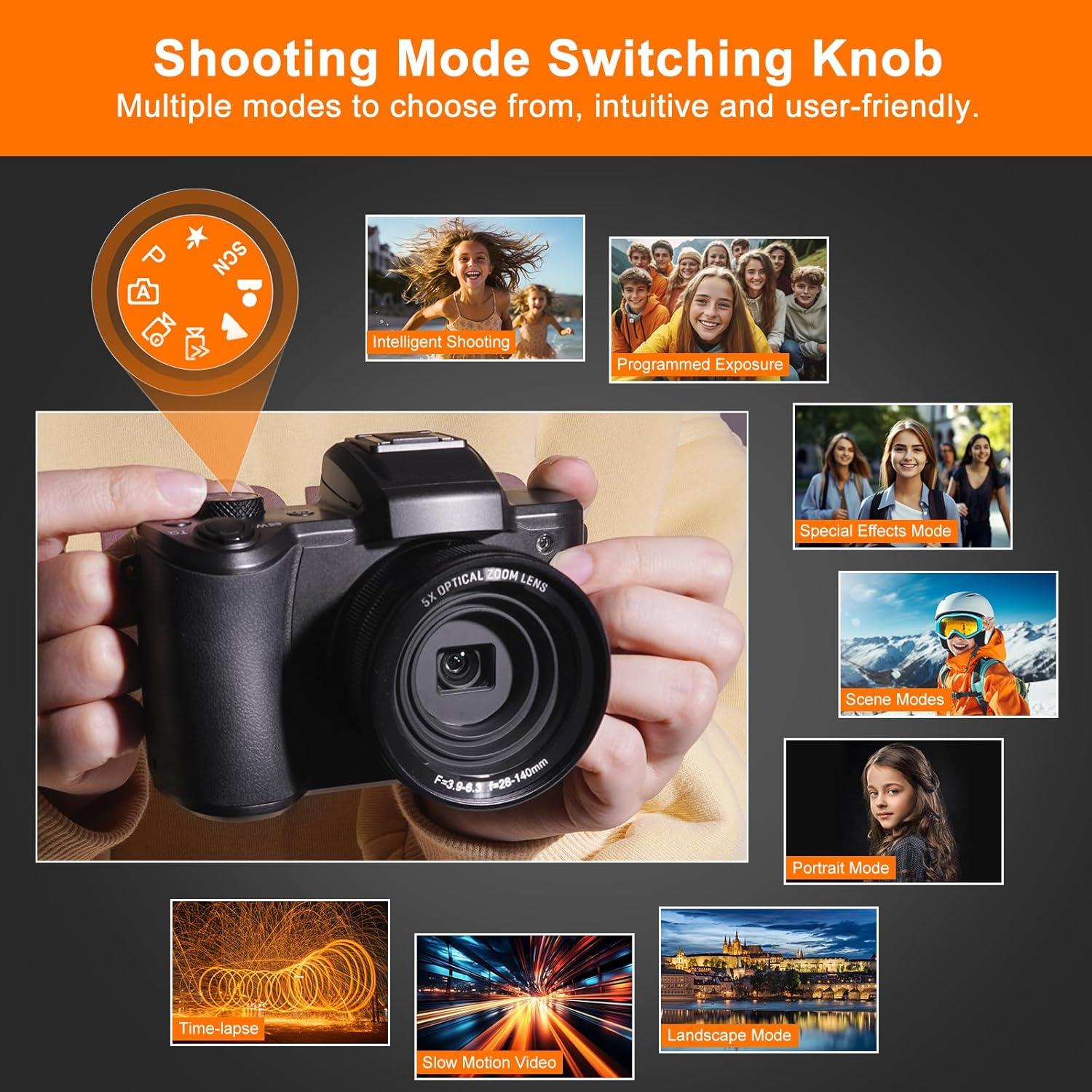 Cámara Digital 5K ZYDIIE DC206X con Zoom Óptico 5X y 64MP