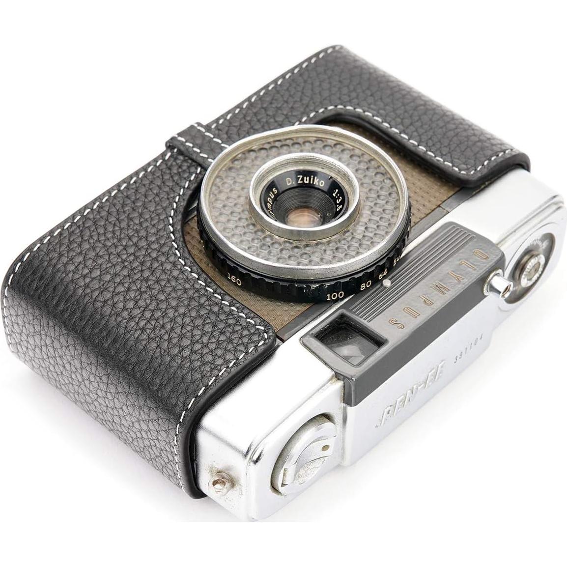 Funda de cámara BolinUS para Olympus PEN-EE de cuero negro