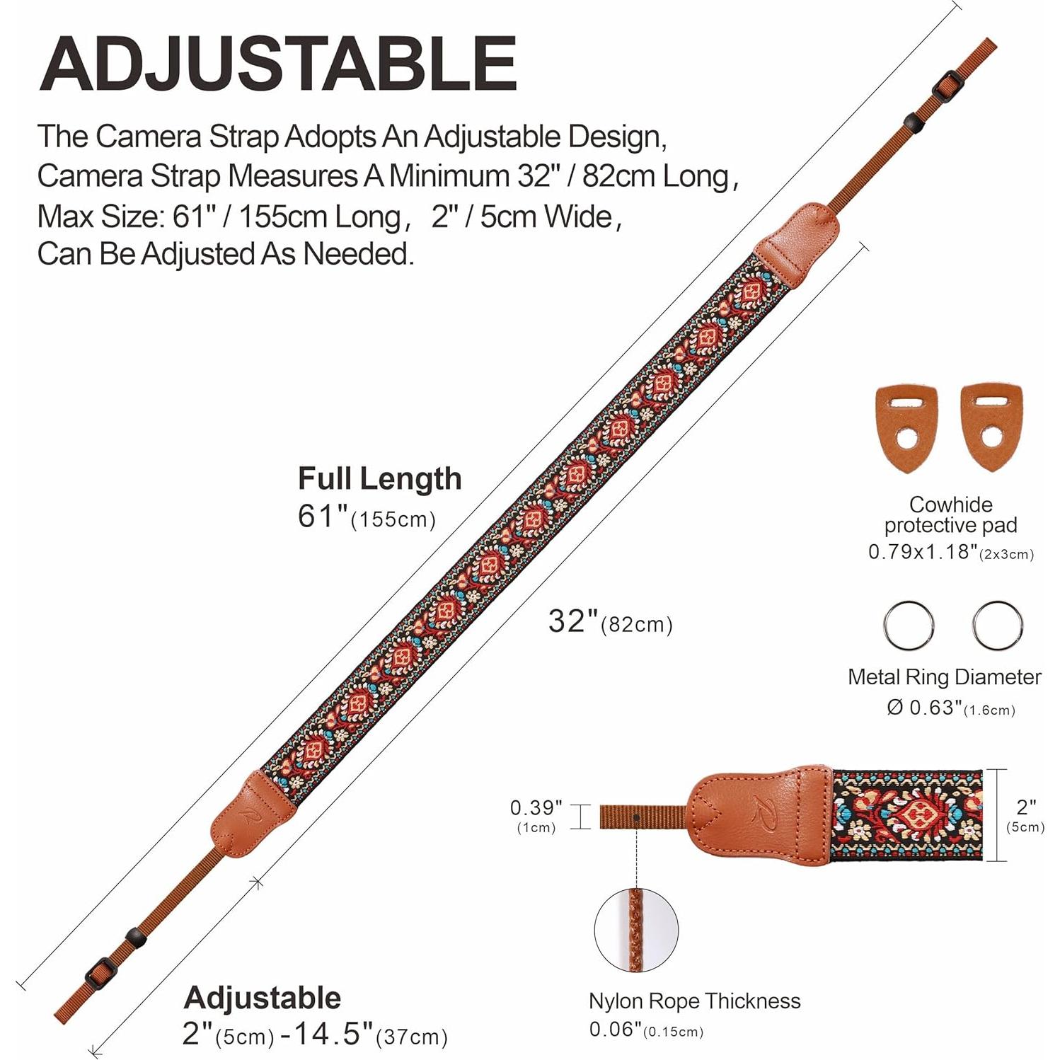 Correa de cámara Padwa Lifestyle Rojo Vintage 5cm Ajustable