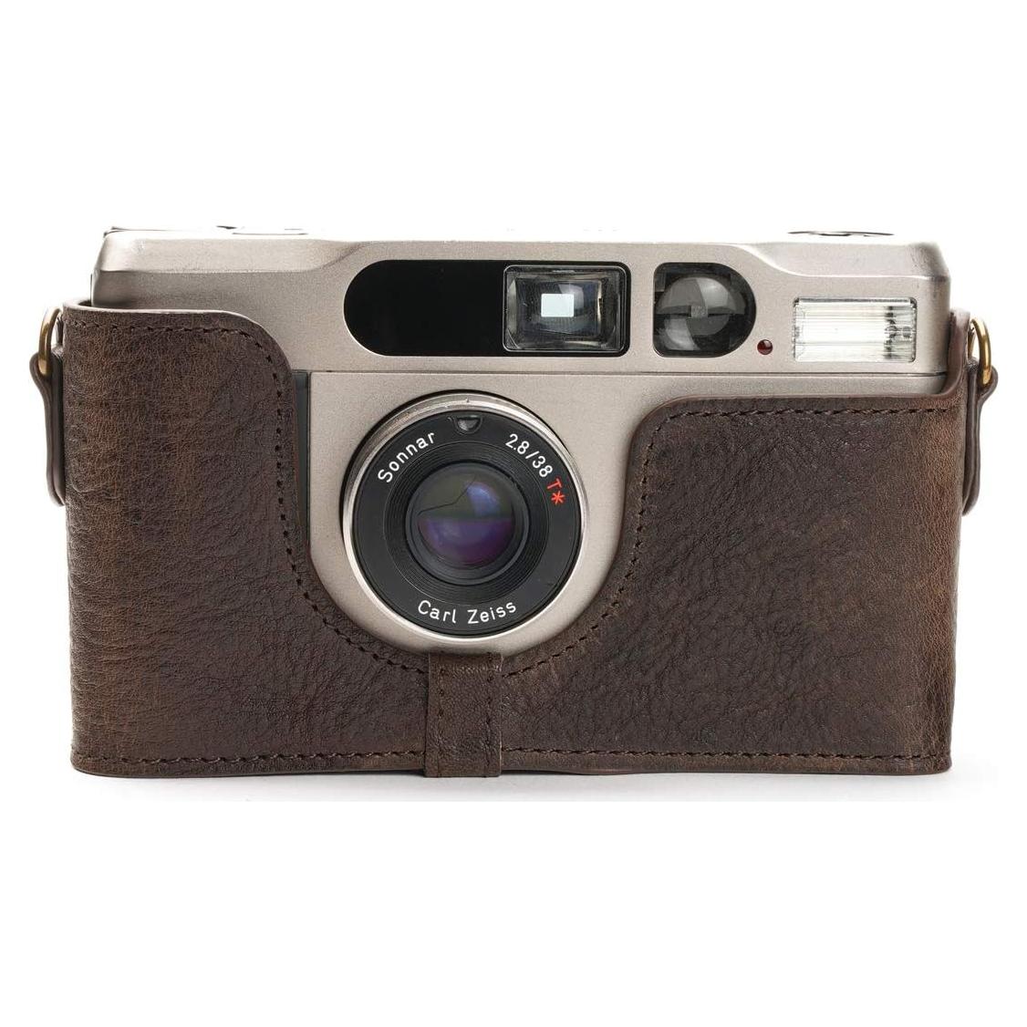 Funda de Cuero Real BolinUS para Cámara Contax T3 Café