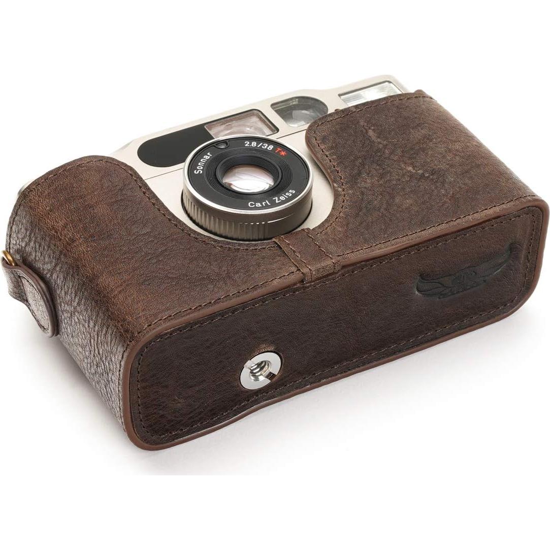 Funda de Cuero Real BolinUS para Cámara Contax T3 Café