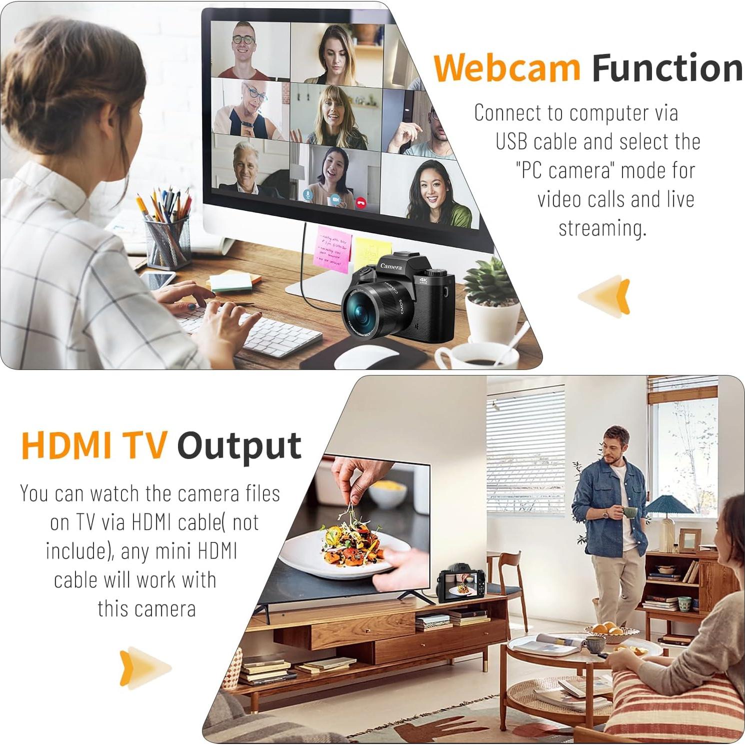 Cámara Digital Saneen S05 64MP 4K con Pantalla Táctil y WiFi