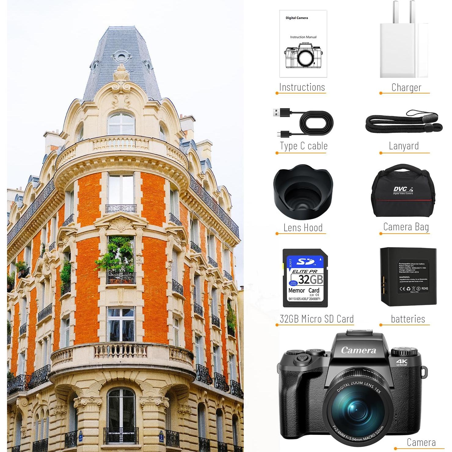 Cámara Digital Saneen S05 64MP 4K con Pantalla Táctil y WiFi