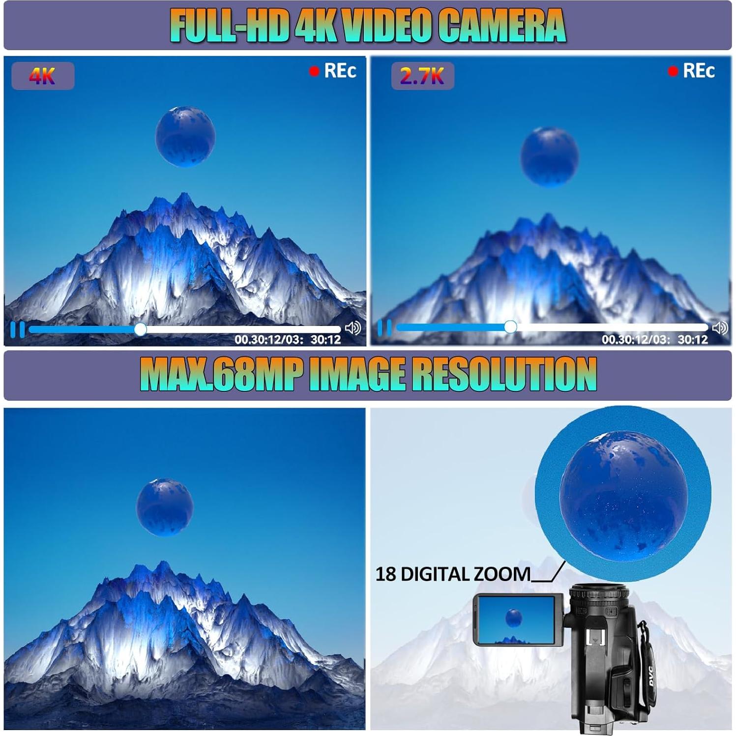 Cámara de Video 4K Lierhyt RX200 con Micrófono y Estabilizador