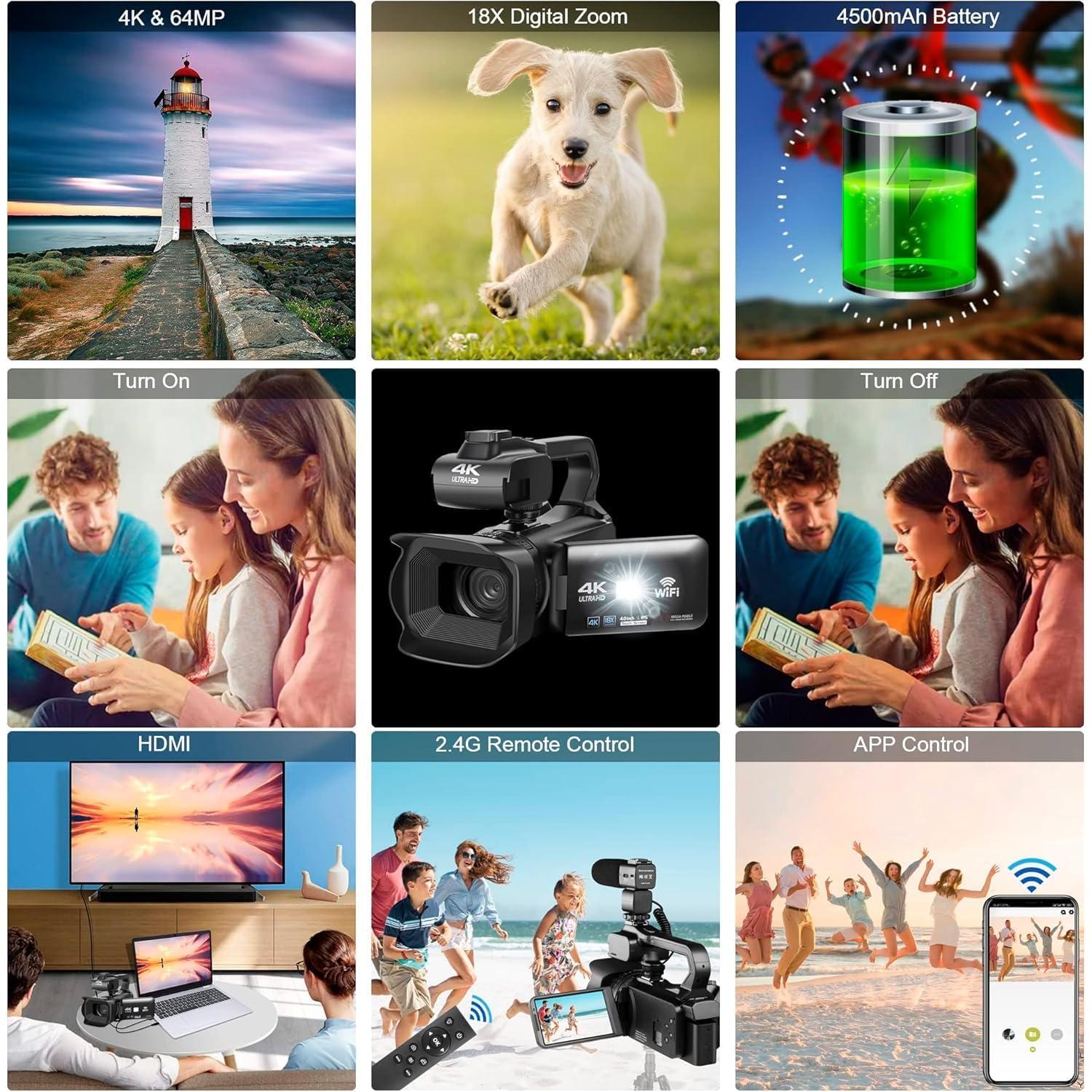 Cámara de Video 4K Lierhyt RX200 con Micrófono y Estabilizador