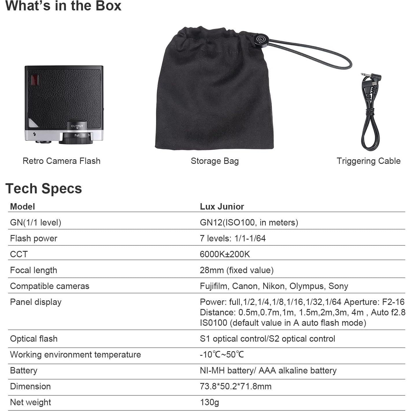 Flash Godox Lux Junior Retro para Cámara GN12 6000K