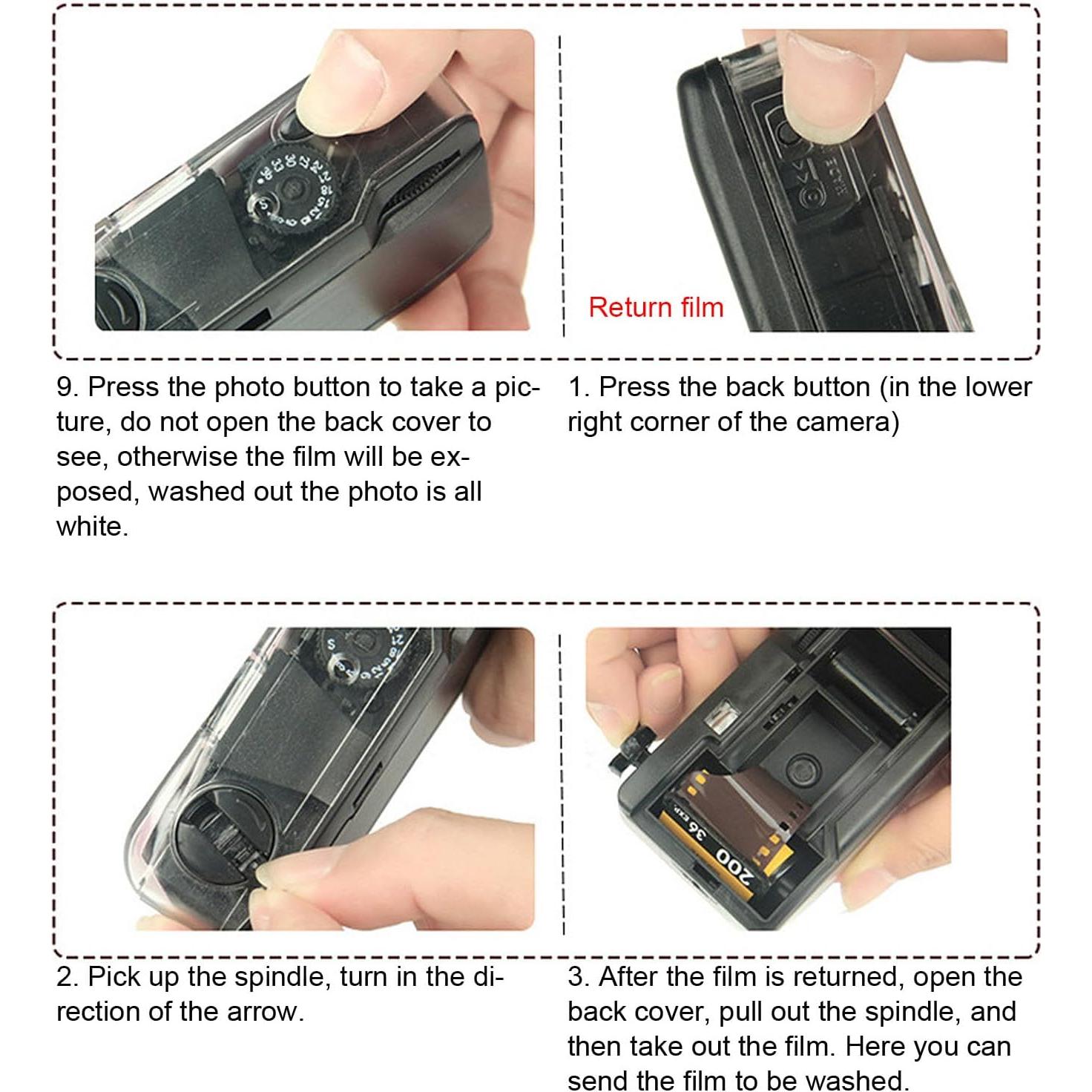 Cámara de película 35mm Jectse retro para niños - Negro