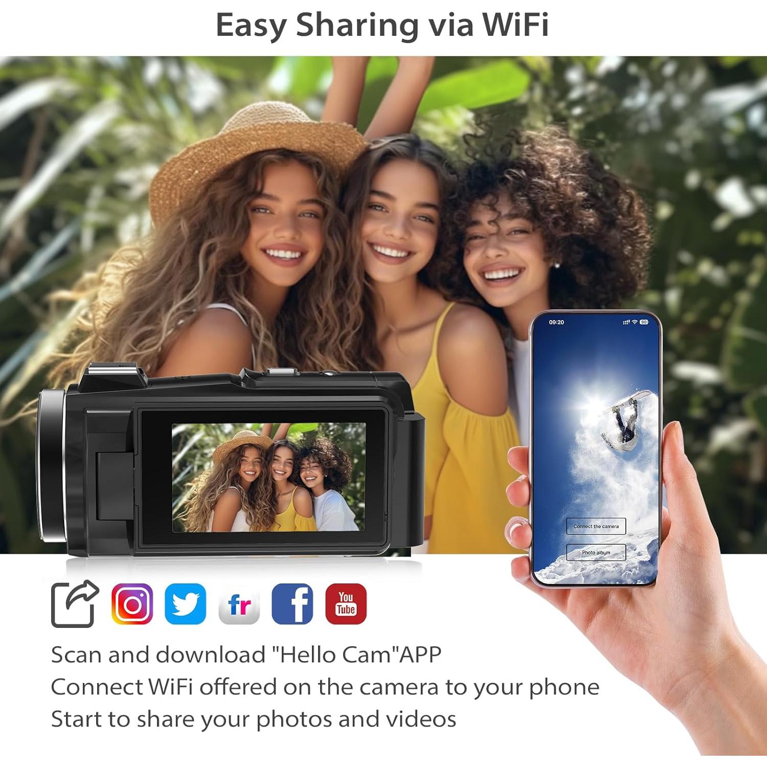 Cámara de video 8K MURAUX 64MP con visión nocturna y WiFi