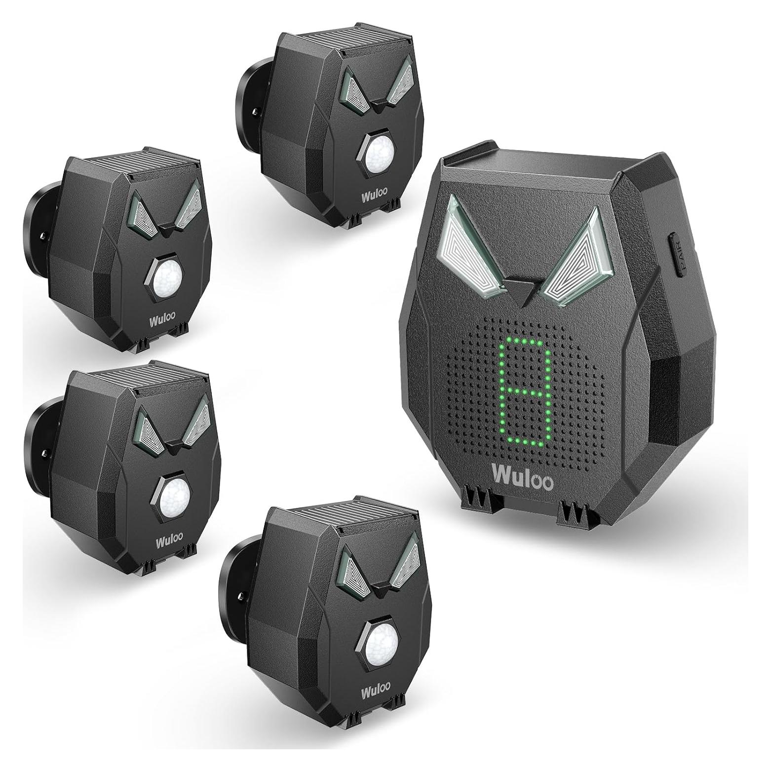 Solar Driveway Alarm Wireless Outside Weatherproof 1/3 Mile Long Range, Outdoor Motion Sensor Detector Alarm Driveway Alert System with Rechargeable Battery/Expandable (4 Sensors &1 Receiver Set)