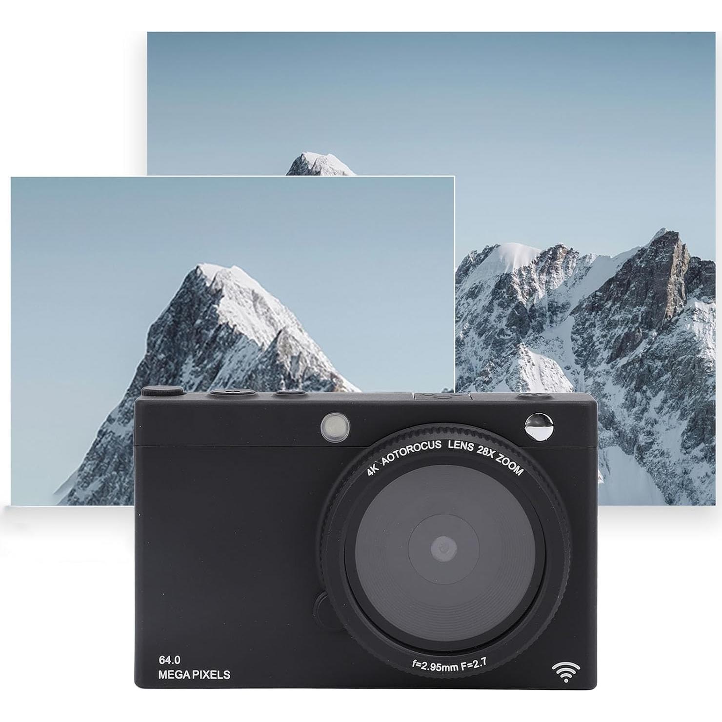 4K Digital Camera for Photography, 64MP Autofocus Vlogging Camera with Beauty Retro Filter, 28X Digital Zoom, 2.83 Inch Screen, Compact Travel Video Camera, 3600mAh Battery