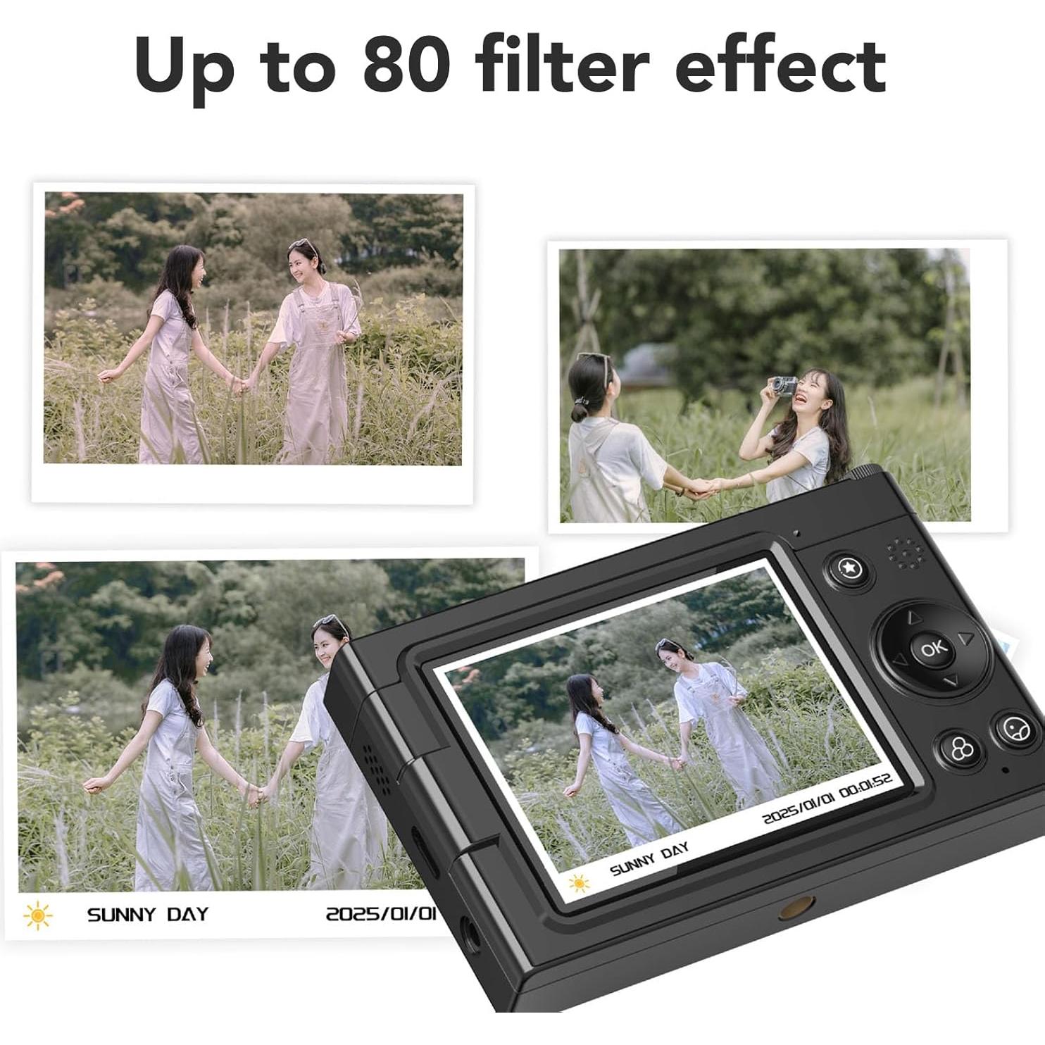4K Digital Camera for Photography, 64MP Autofocus Vlogging Camera with Beauty Retro Filter, 28X Digital Zoom, 2.83 Inch Screen, Compact Travel Video Camera, 3600mAh Battery