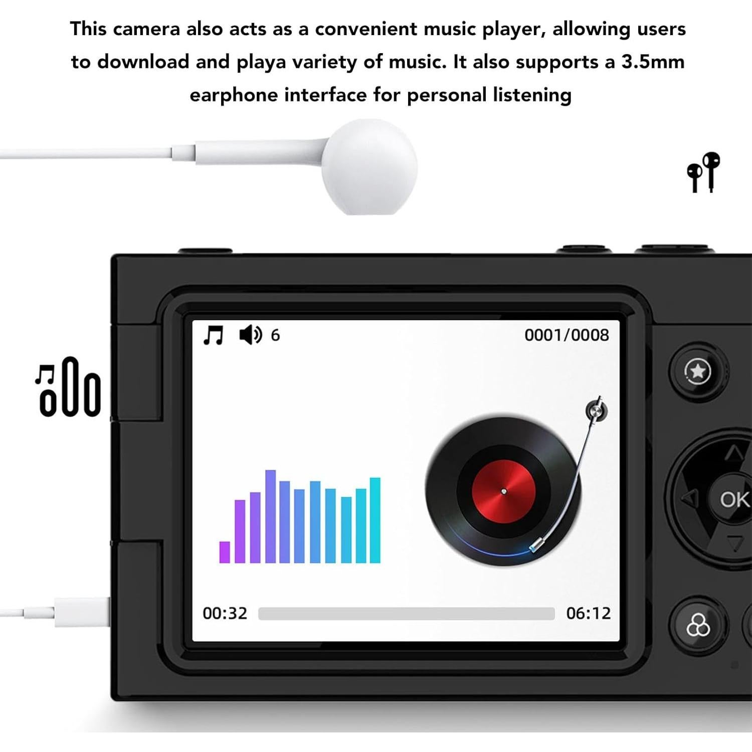 4K Digital Camera for Photography, 64MP Autofocus Vlogging Camera with Beauty Retro Filter, 28X Digital Zoom, 2.83 Inch Screen, Compact Travel Video Camera, 3600mAh Battery