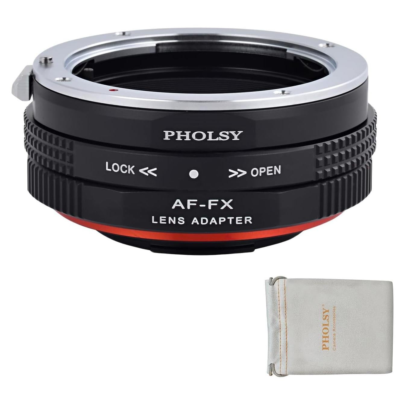 Adaptador PHOLSY de Montura Sony A a Fujifilm X con Anillo de Apertura