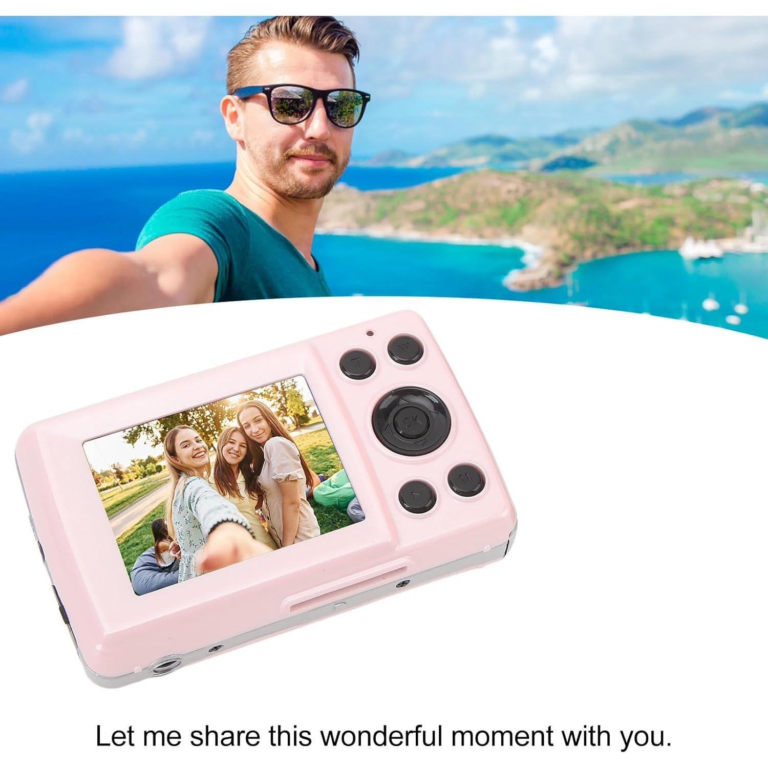 Cámara Digital Pomya 1080P FHD 16MP Rosa con Zoom 16X