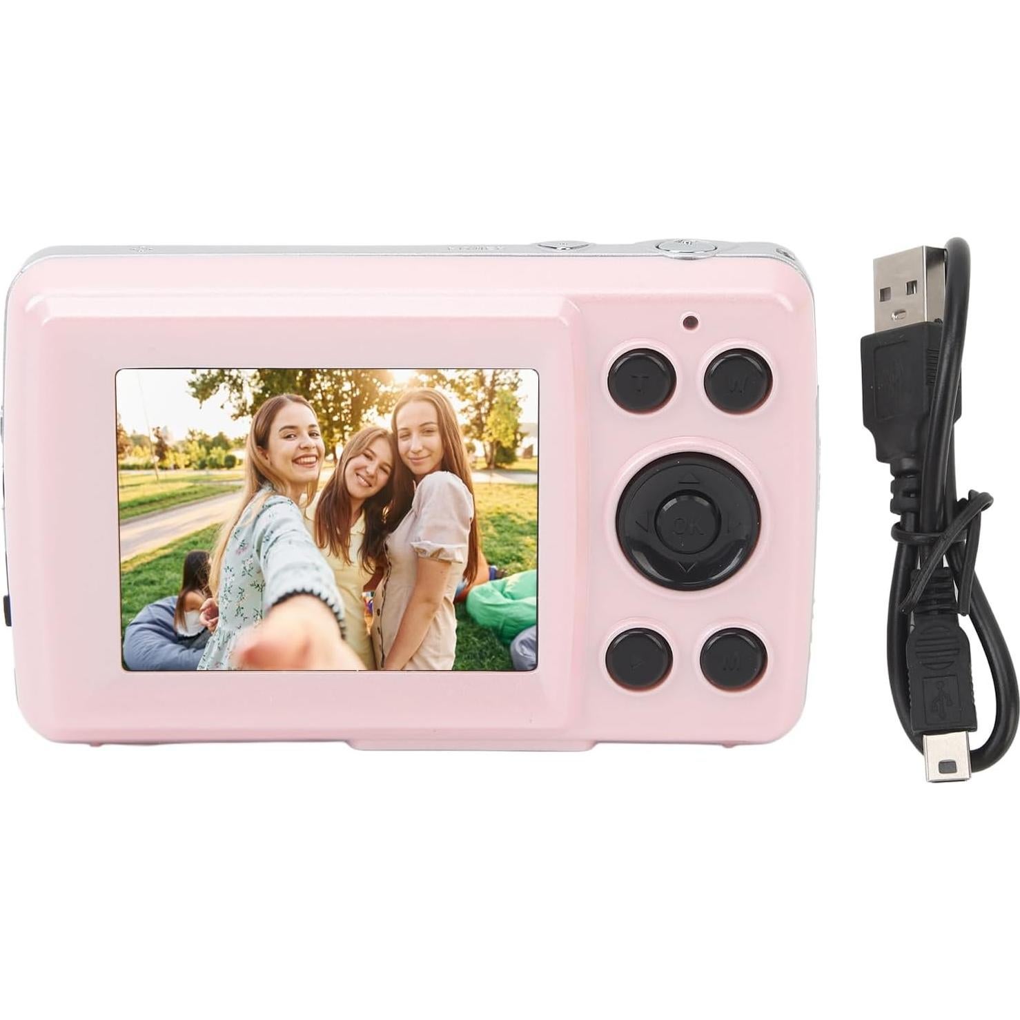 Cámara Digital Pomya 1080P FHD 16MP Rosa con Zoom 16X