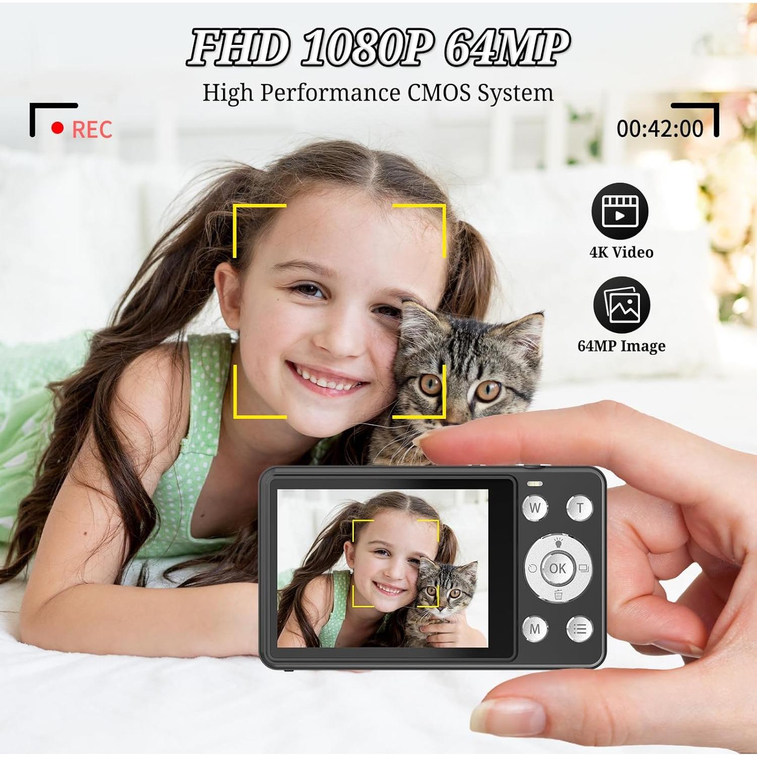 Cámara Digital Forc 4K 64MP para Niños con Tarjeta 64GB