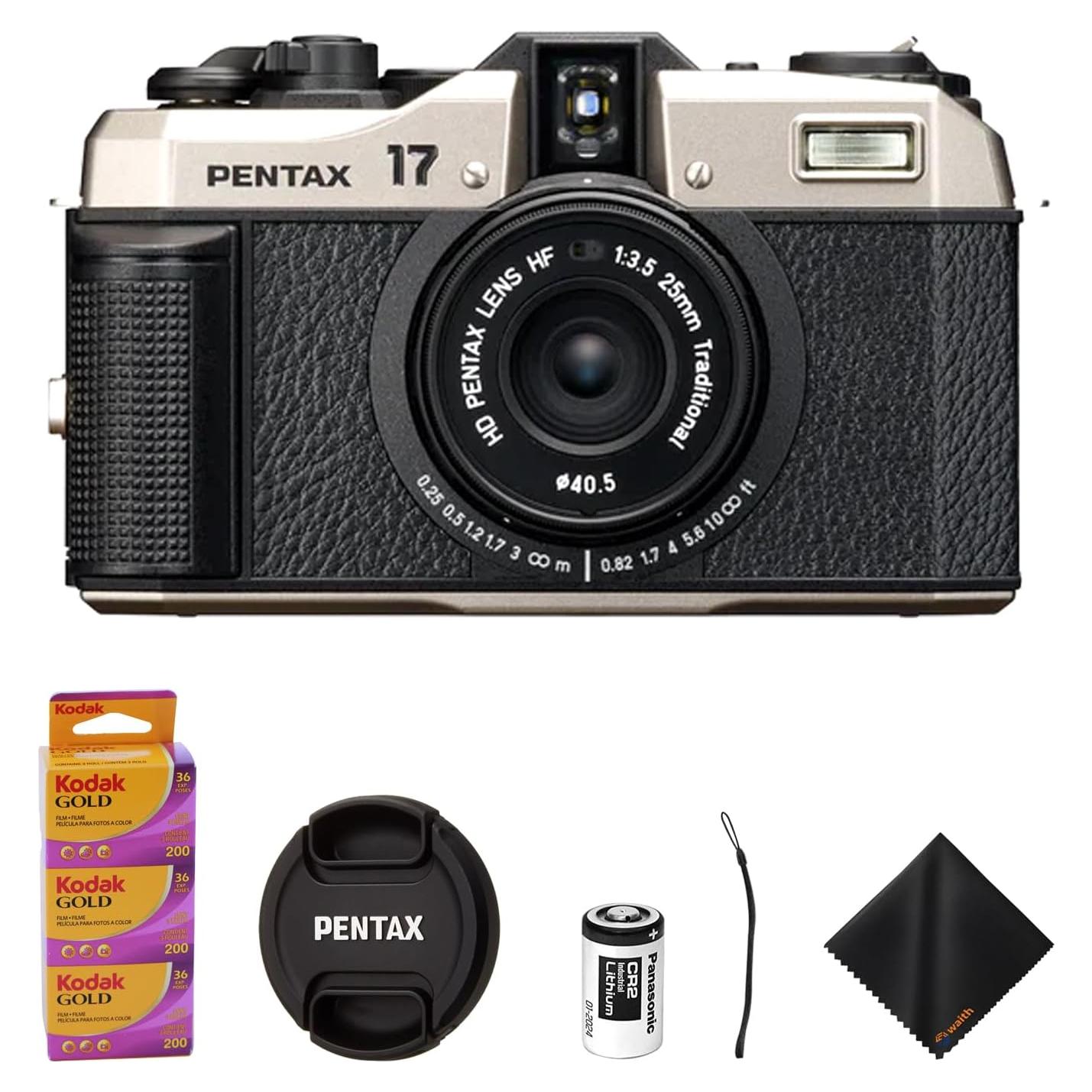 Cámara Compacta Pentax 17 con Lente 25mm F3.5 y Película Kodak