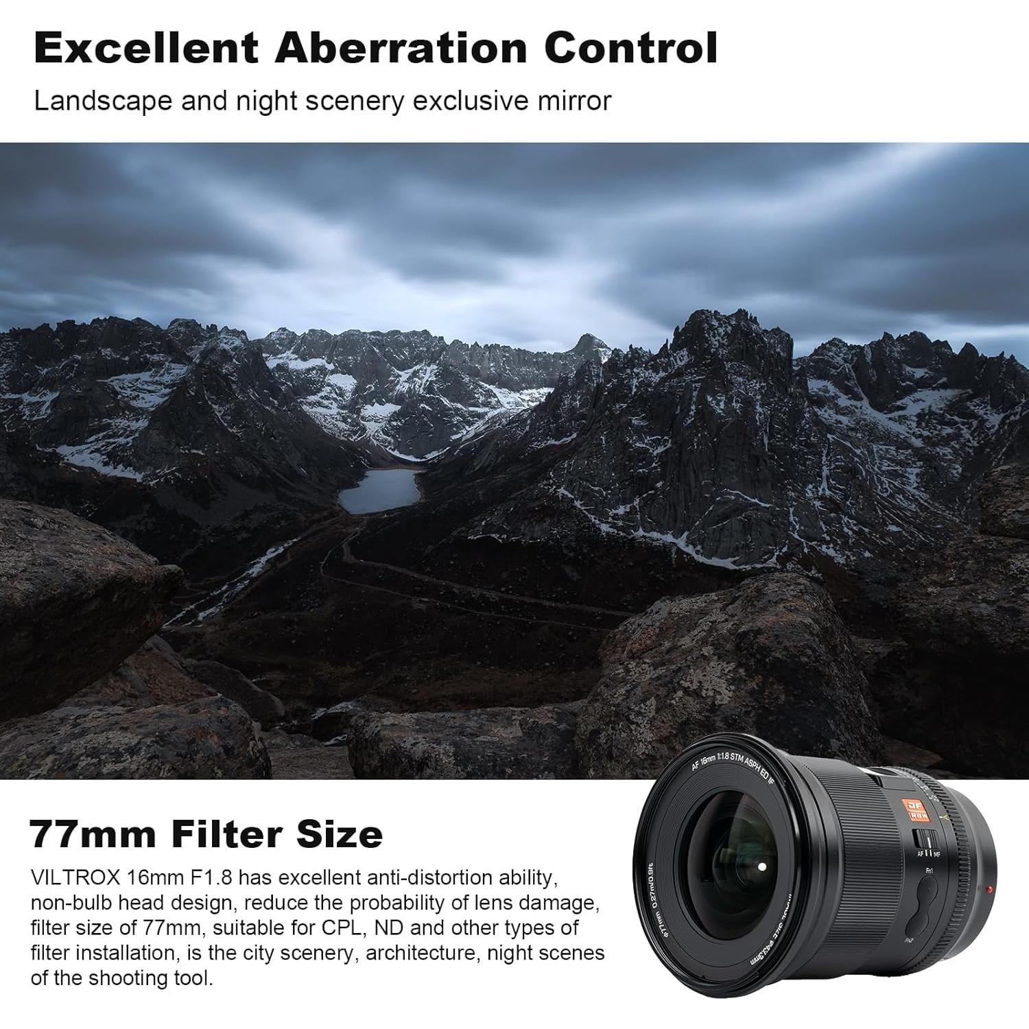 Lente Viltrox AF 16mm F1.8 para Cámaras Sony E-mount
