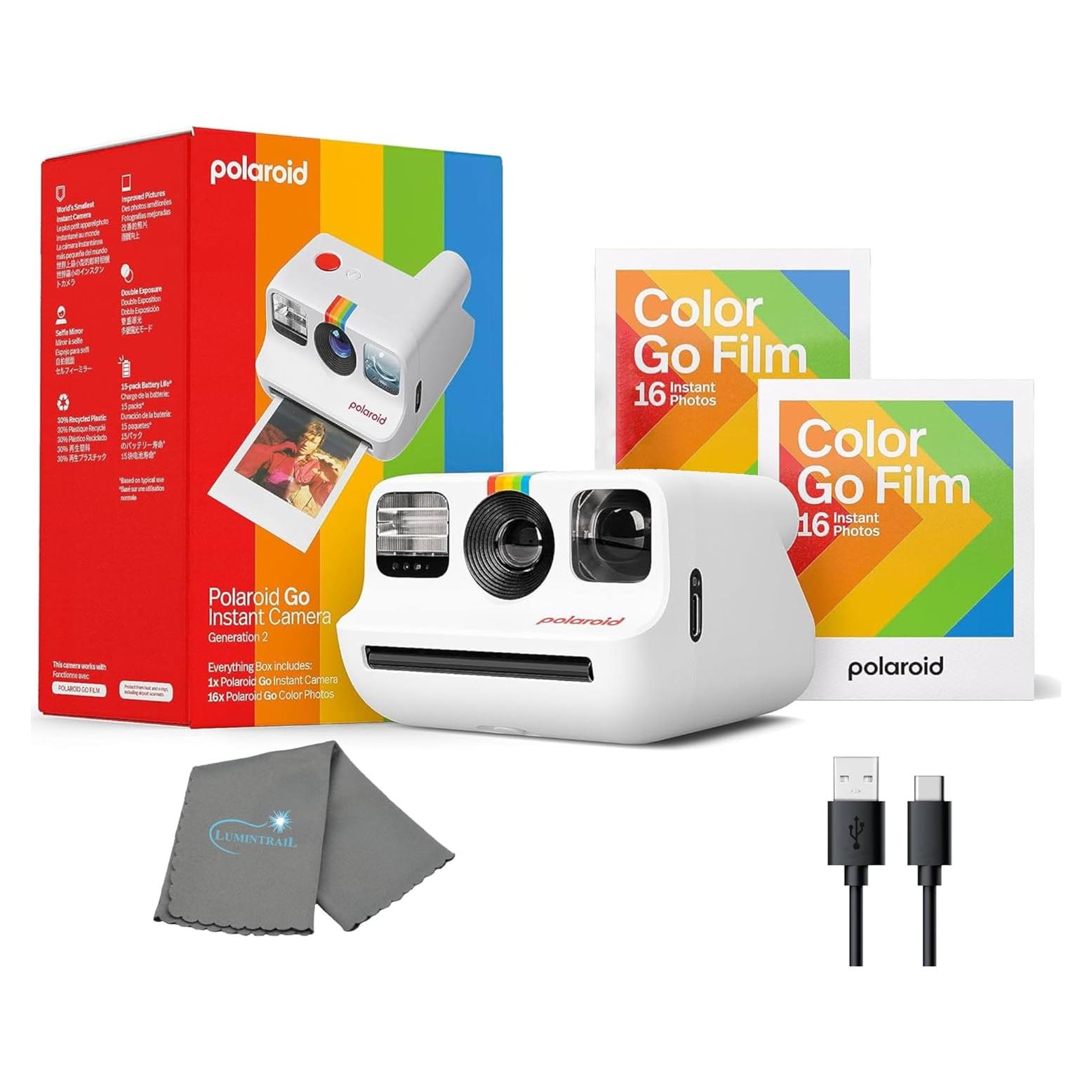 Cámara Instantánea Polaroid Go Generación 2 Set Inicio Blanco con 32 Películas