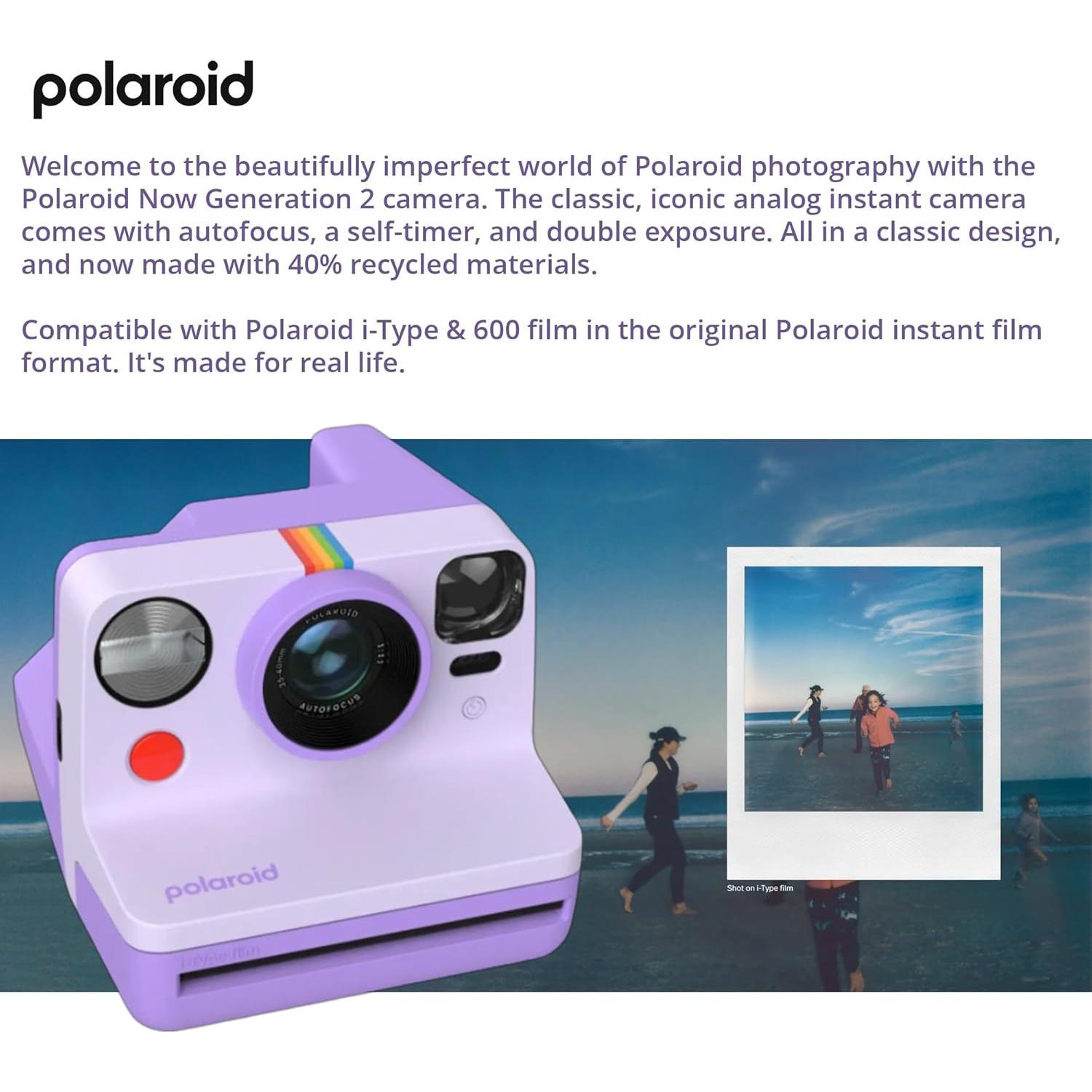Cámara instantánea Polaroid Now Gen 2 i-Type púrpura con kit de película