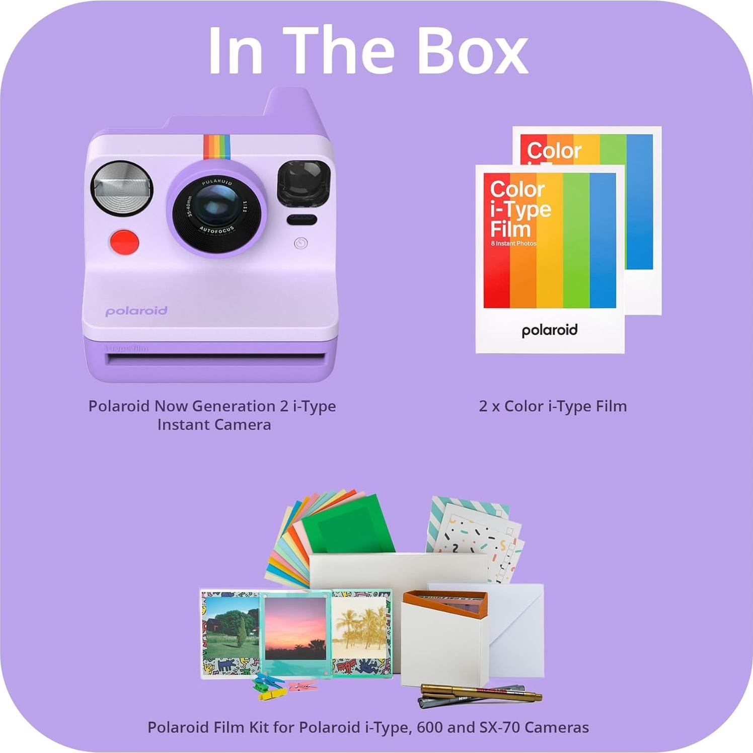 Cámara instantánea Polaroid Now Gen 2 i-Type púrpura con kit de película